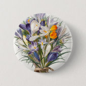 Crocus Spring Flower Botanische Bloemkunst Ronde Button 5,7 Cm (Voorkant)