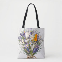 Crocus Spring Flower Botanische Bloemkunst Tote Bag