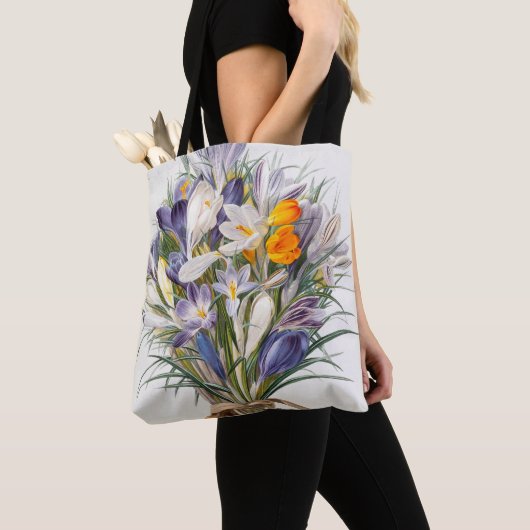 Crocus Spring Flower Botanische Bloemkunst Tote Bag (Dichtbij)