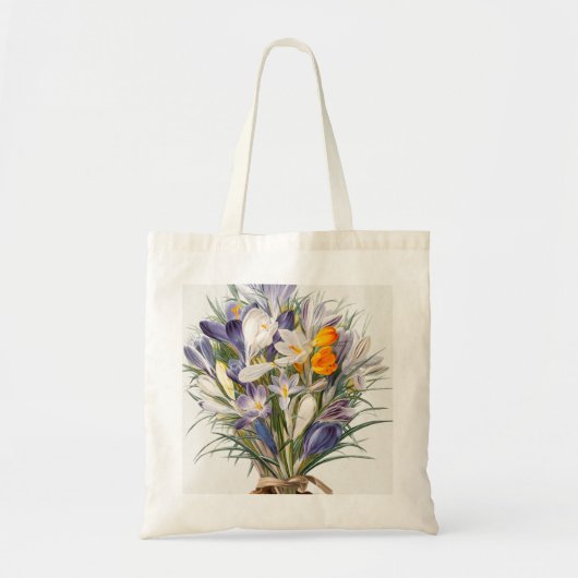 Crocus Spring Flower Botanische Bloemkunst Tote Bag (Voorkant)