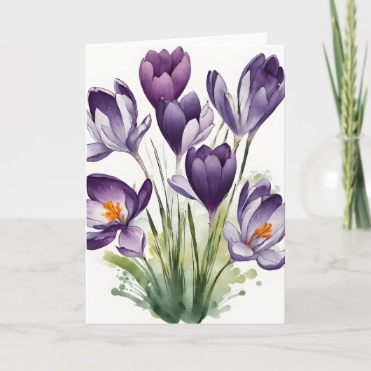 Crocus - Watercolor flowers Kaart (Voorkant)
