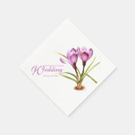 Crocus watercolor paarse servetten voor de bruilof
