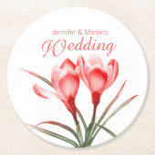 Crocus waterverf kunst sinaasappel bruiloft onderz ronde kartonnen onderzetter (Voorkant)