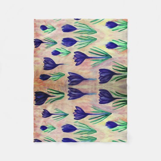 Crocus Waterverf Pattern Fleece Blanket (Voorkant)