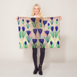 Crocus Waterverf Pattern Fleece Blanket Deken