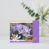 Crocussen met Bij Gelukkige Verjaardag Ansichtkaar Briefkaart (Staand voorkant)