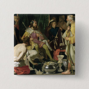 Croesus en Solon, 1624 Vierkante Button 5,1 Cm