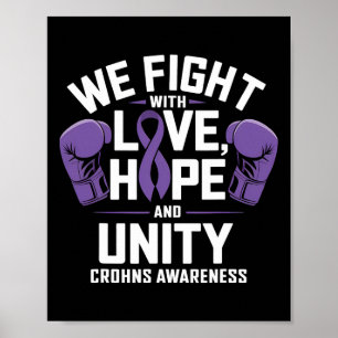 Crohns Bewustzijn Liefde Hoop Eenheid Paarse Ribbo Poster