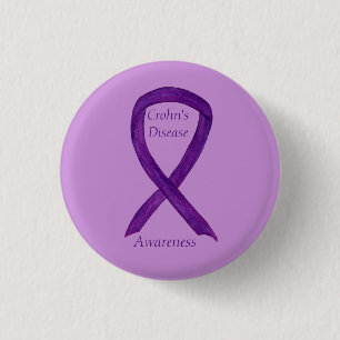 Crohn's Disease Awareness Paarse Ribbon Custom Pin Ronde Button 3,2 Cm