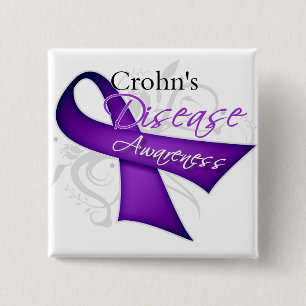Crohn's Disease Awareness Rib Vierkante Button 5,1 Cm