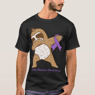 Crohn's Disease Awareness Ribbon Dabbing Sloth War T-shirt