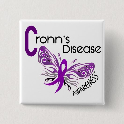 Crohn's Disease BUTTERFLY 3 Vierkante Button 5,1 Cm (Voorkant)