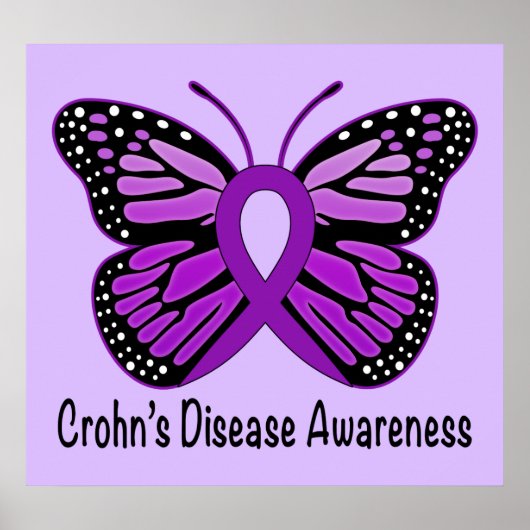 Crohn's Disease Butterfly Awareness Ribbon Poster (Voorkant)