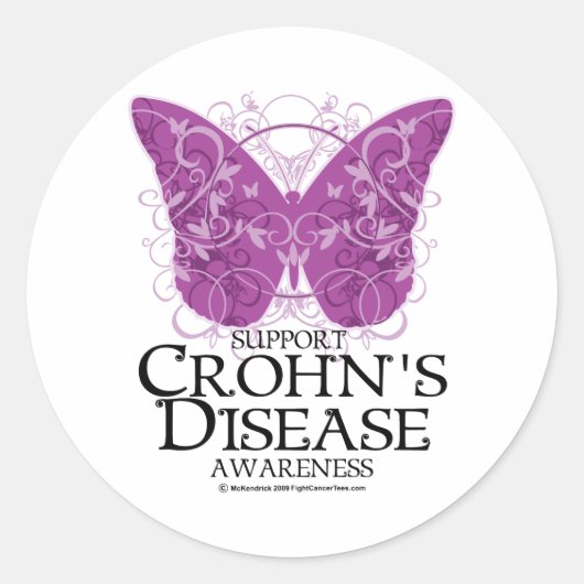 Crohn's Disease Butterfly Ronde Sticker (Voorkant)
