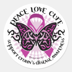 Crohn's Disease Butterfly Tribal Ronde Sticker