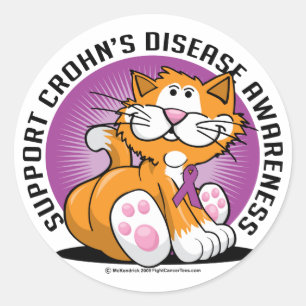 Crohn's Disease Cat Ronde Sticker