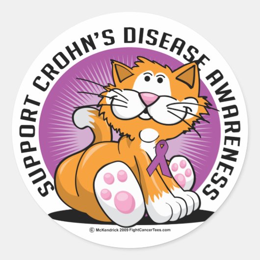 Crohn's Disease Cat Ronde Sticker (Voorkant)