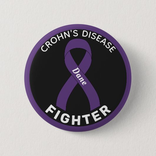 Crohn's Disease Fighter Ribbon Black Button (Voorkant)