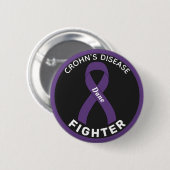 Crohn's Disease Fighter Ribbon Black Button (Voorkant /achterkant)