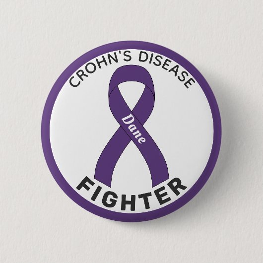 Crohn's Disease Fighter Ribbon White Button (Voorkant)