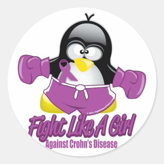 Crohn's Disease Fighting Penguin Ronde Sticker (Voorkant)