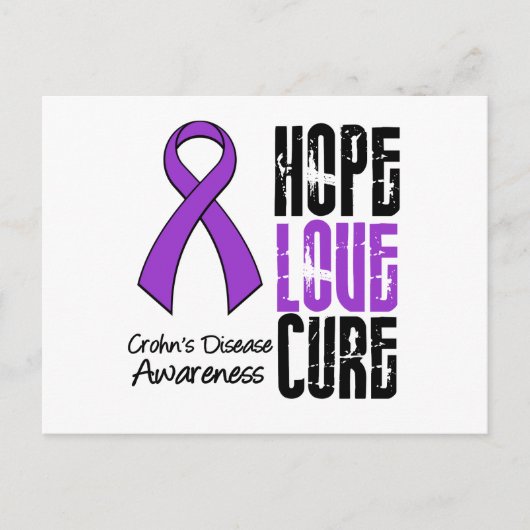 Crohn's Disease Hope Love Cure Ribbon Briefkaart (Voorkant)