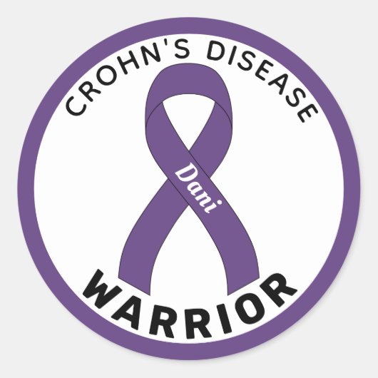Crohn's Disease Warrior Ribbon White Round Sticker (Voorkant)