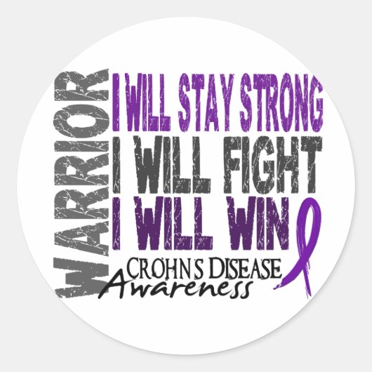 Crohn's Disease Warrior Ronde Sticker (Voorkant)