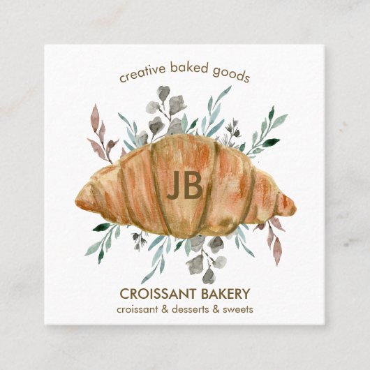 Croissant Bked Goods boulangerie Vierkante Visitekaartje (Voorkant)