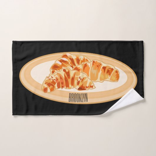 Croissant cartoon illustratie bad handdoek (Handdoek)