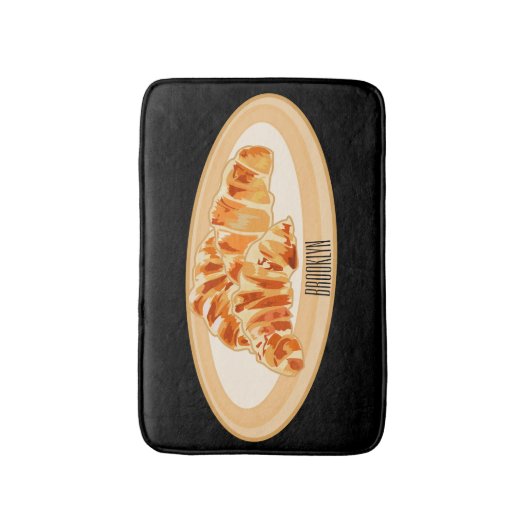 Croissant cartoon illustratie badmat (Voorkant Verticaal)