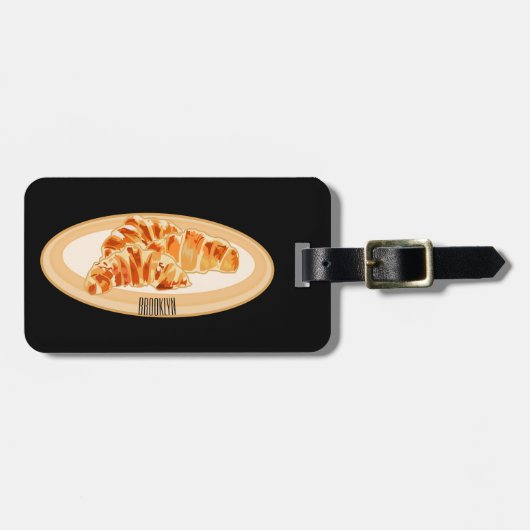 Croissant cartoon illustratie bagagelabel (Voorkant horizontaal)