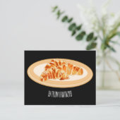 Croissant cartoon illustratie briefkaart (Staand voorkant)