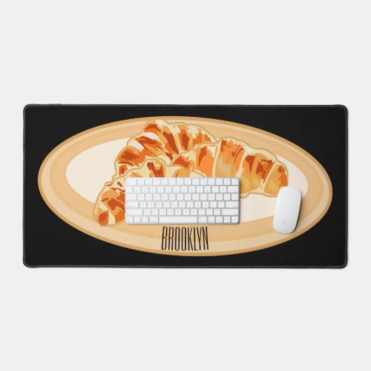 Croissant cartoon illustratie bureaumat (Keyboard & Muis)
