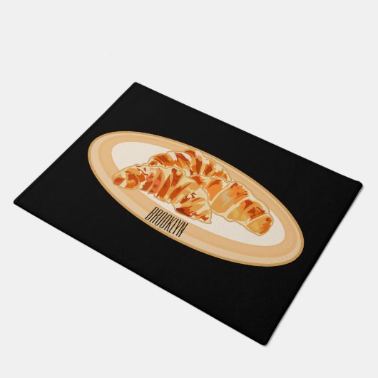 Croissant cartoon illustratie deurmat (Schuin)
