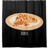Croissant cartoon illustratie douchegordijn (Voorkant)