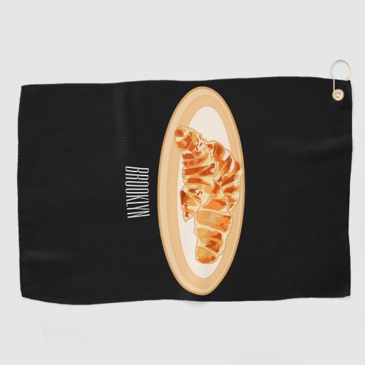 Croissant cartoon illustratie golfhanddoek (Horizontaal)