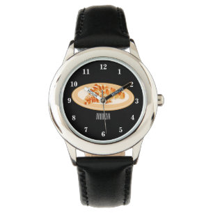 Croissant cartoon illustratie horloge