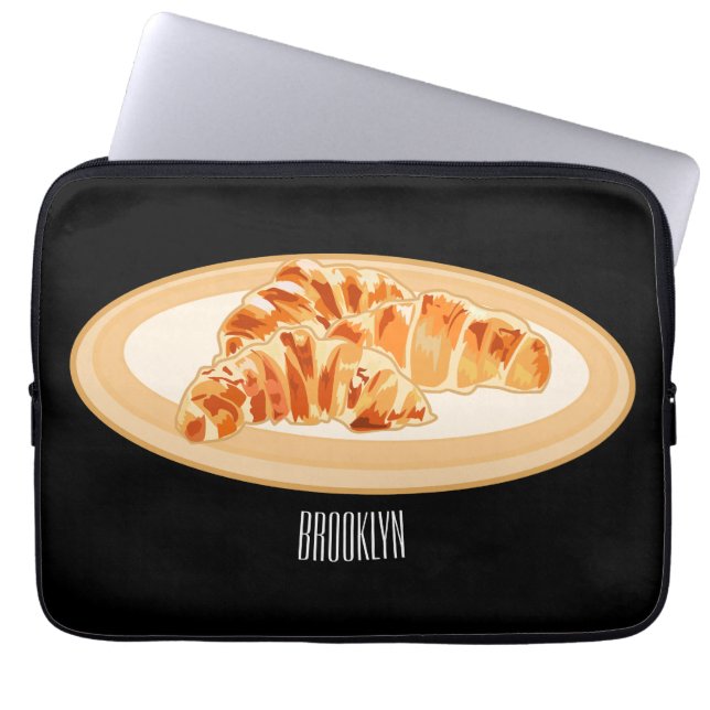 Croissant cartoon illustratie laptop sleeve (Voorkant)