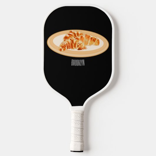 Croissant cartoon illustratie pickleball paddle (Achterkant)