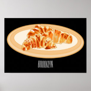 Croissant cartoon illustratie poster