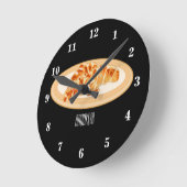 Croissant cartoon illustratie ronde klok (Hoek)