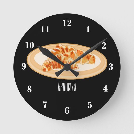 Croissant cartoon illustratie ronde klok (Voorkant)