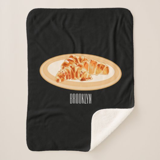 Croissant cartoon illustratie sherpa deken (Voorkant)