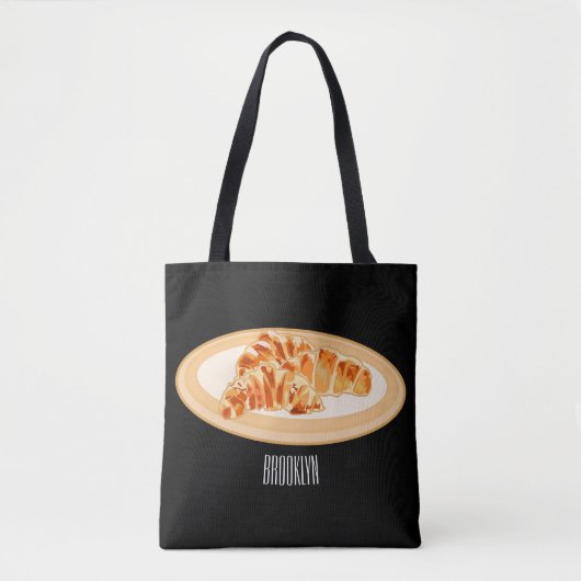 Croissant cartoon illustratie tote bag (Voorkant)