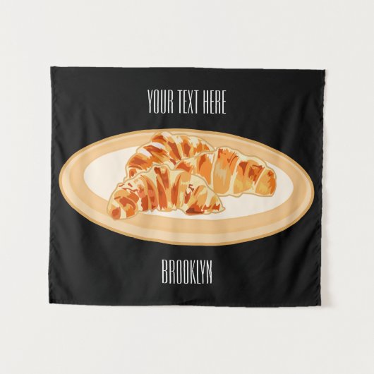 Croissant cartoon illustratie wandkleed (Voorkant (horizontaal))