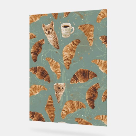 Croissant Crawl Cats, Coffee & French Bakery Chaos Acryl Bord (Hoek)