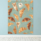 Croissant Crawl Cats, Coffee & French Bakery Chaos Canvas Afdruk (Insitu (Houten vloer))