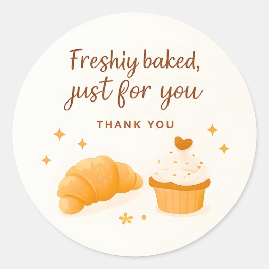 Croissant Cupcake Sparkle Bakkerij Bedankt Sticker (Voorkant)