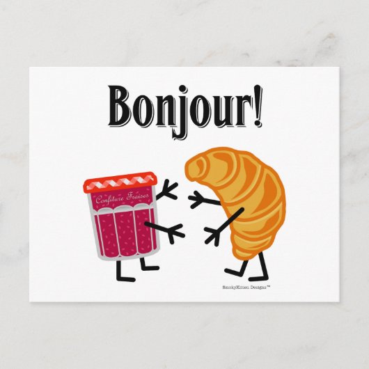 Croissant en Jam - Bonjour! Briefkaart (Voorkant)